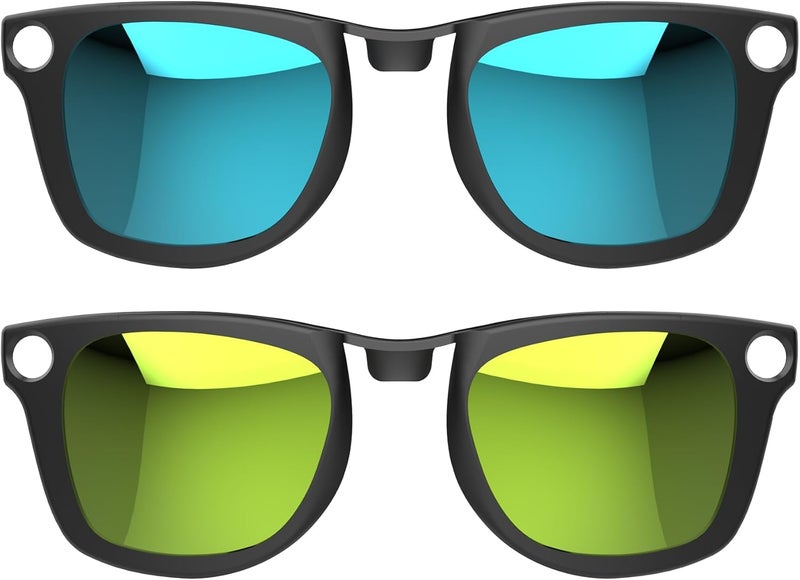 HIBLOKS 2 قطع مشبك مت polarized لراي بان ميتا وايفيرر وجن 2 (RW4006/RW4012 عادي 50-22)، مشبك تغيير اللون لملحقات ميتا وايفيرر لحماية عينيك، أنيق وعصري (أزرق، أصفر) - Image 1